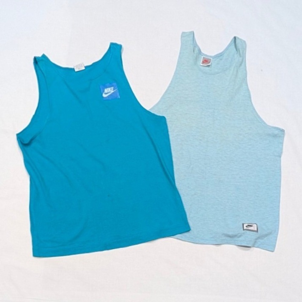 Vintage Nike Tank Top Bundle 90s Just Do It Made in USA Teal Light Blue XL 2pc